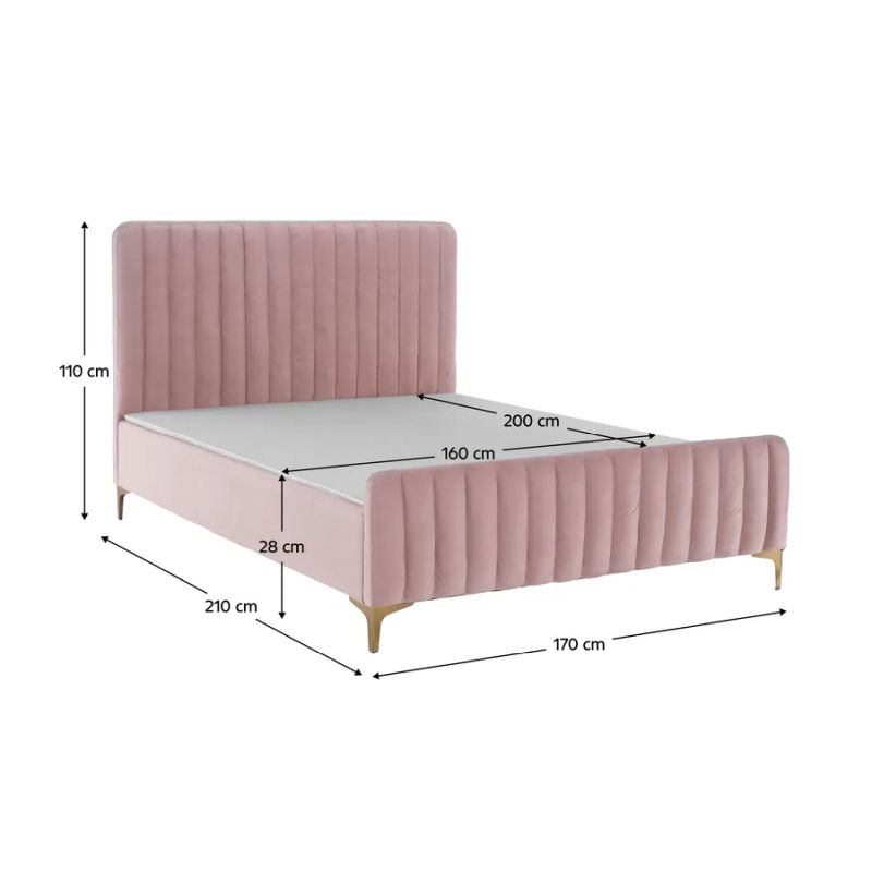 Manželská posteľ, 160x200, s roštom, ružová, látka, KAISA