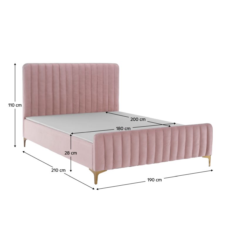 Manželská posteľ, 180x200, s roštom, ružová, KAISA
