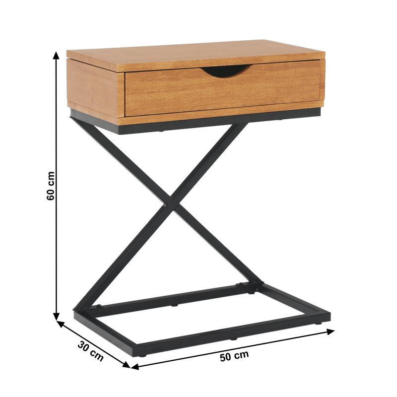 Príručný, nočný stolík, 50cm, dub, čierny, VIRED