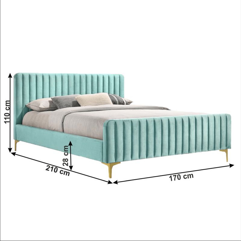 Manželská posteľ, 160x200, s roštom, neo mint, KAISA