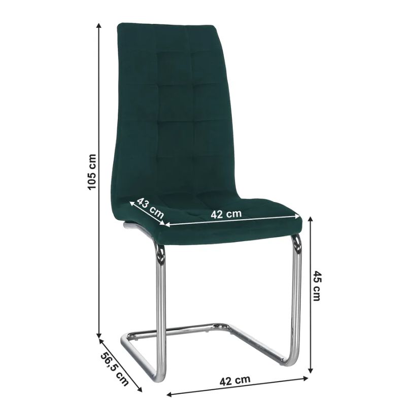 Jedálenská stolička, smaragdová Velvet látka, nohy chróm, SALOMA NEW