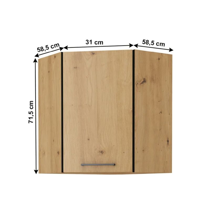 Horná skrinka rohová, 58x58cm, dub artisan, MONRO 60/60 GN-72 1F