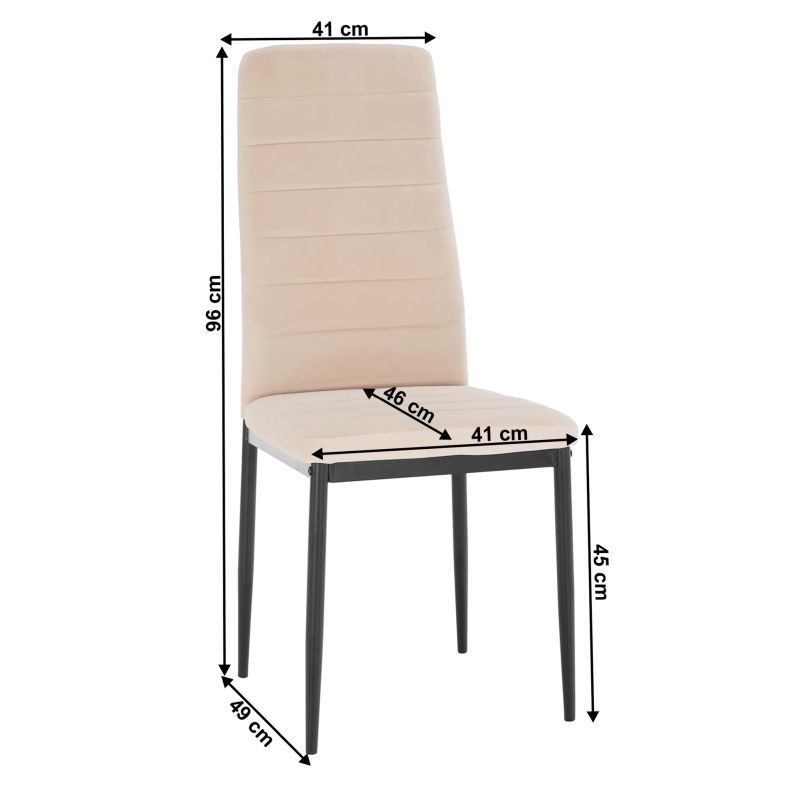 Stolička jedálenská, béžová Dulux Velvet látka, nohy čierny kov, COLETA NOVA