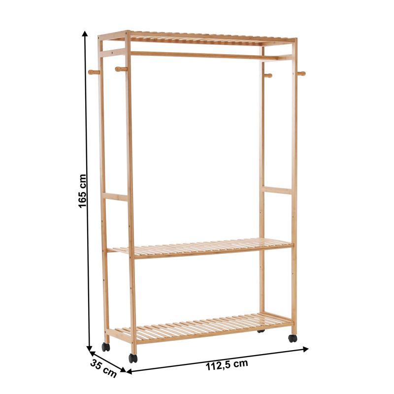 Šatníkový organizér, 112cm, bambus, prírodný, MELAR