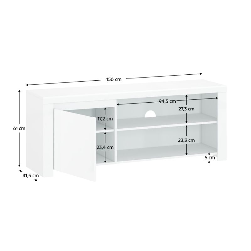 TV stolík, 156cm, biely lesk, LINDY 1D