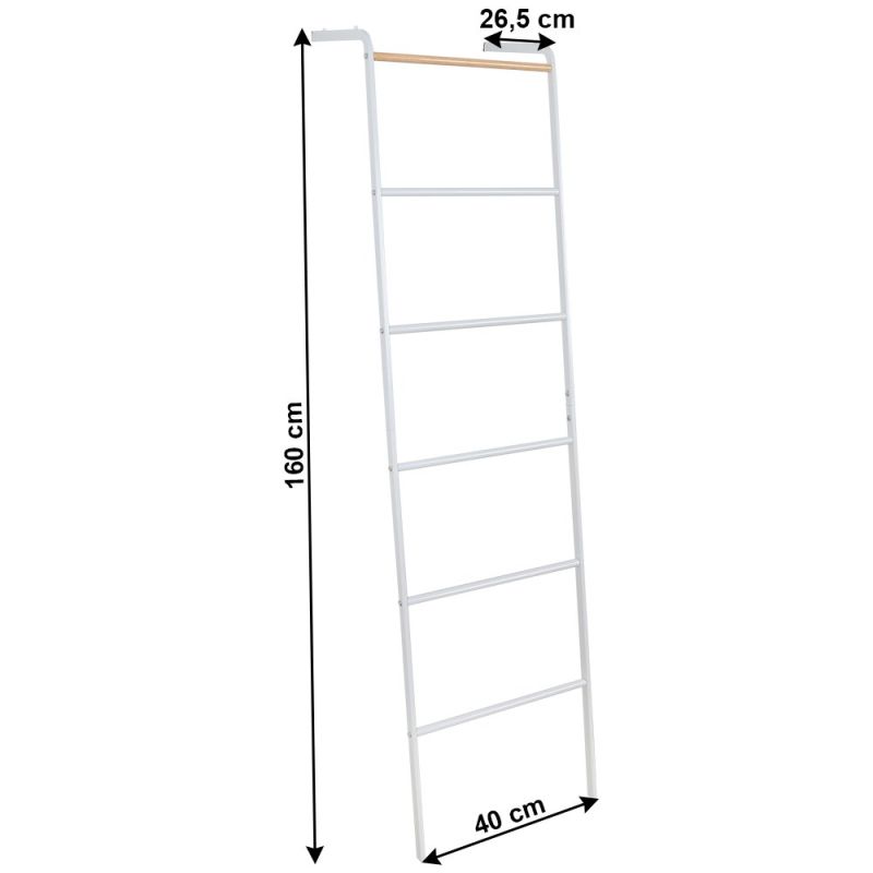Vešiak, rebrík, 40cm, biely, kov, BUNY
