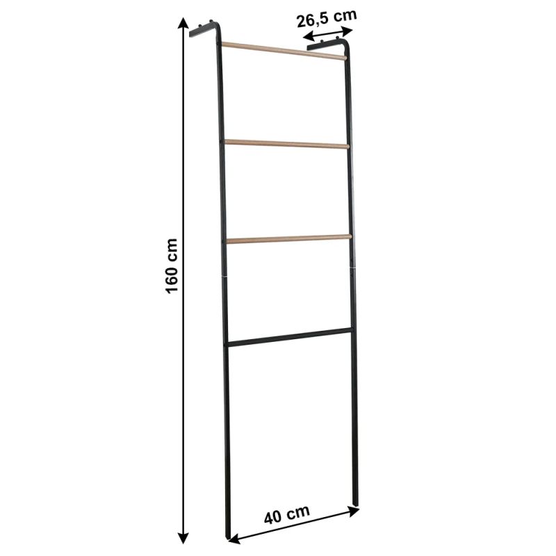 Vešiak, rebrík, 40cm, čierny, kov, BUBY