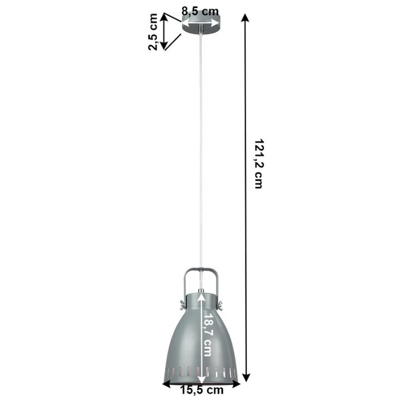 Visiaca lampa, sivá, kov, AIDEN TYP3