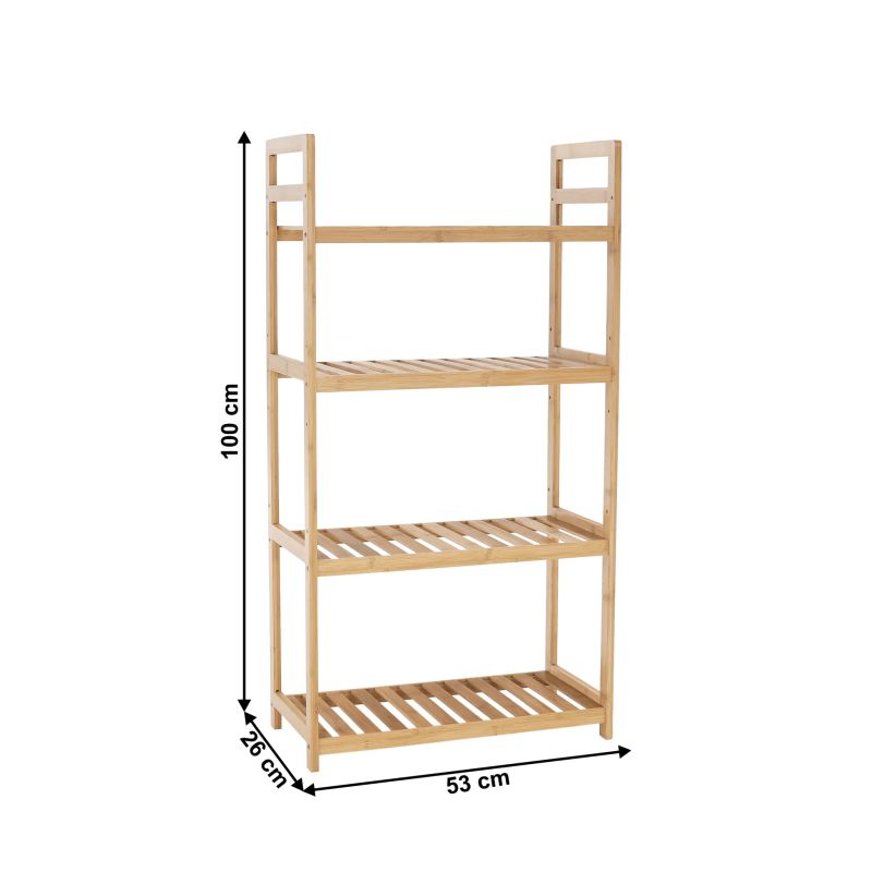 Regál, 53cm, 4-policový, prírodný bambus, FIORE TYP 2