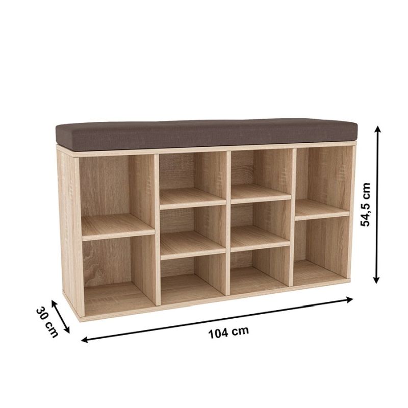 Botník s lavicou, 104cm, dub sonoma, FADDY