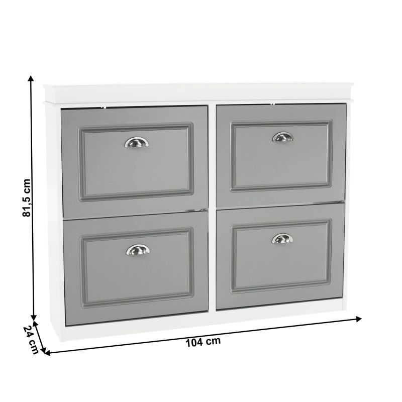 Botník, 104cm, 4-radový, biely, sivý, SEBER TYP 5