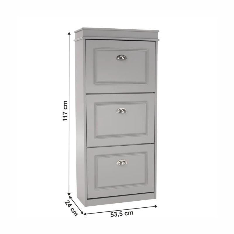 Botník, 53cm, 3-radový, sivý, SEBER TYP 2