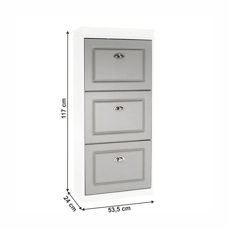 Botník, 53cm, 3-radový, biely, sivý, SEBER TYP 2