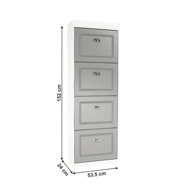 Botník, 53cm, 4-radový, biely, sivý, SEBER TYP 3