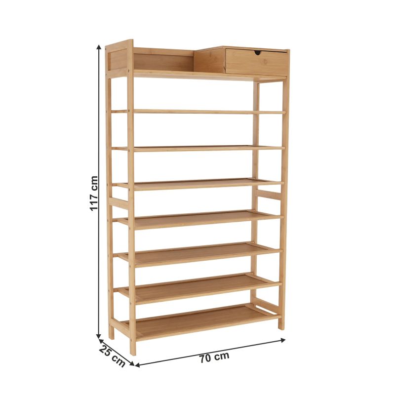 Botník, 70cm, 7-radový, bambus, prírodný, KATLEY