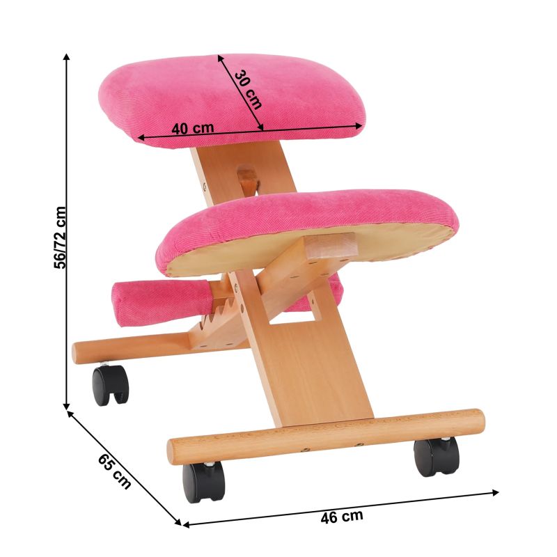 Ergonomická kľakačka, 46cm, ružová látka, buk, GROCO