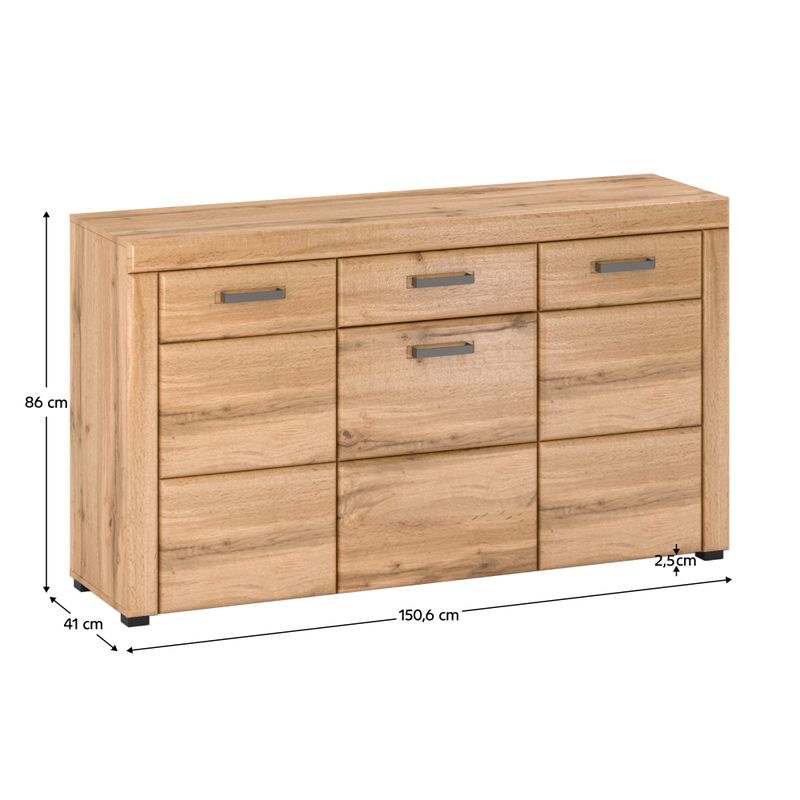Komoda, 150cm, kombinovaná, dub apalačský, PUSAN E