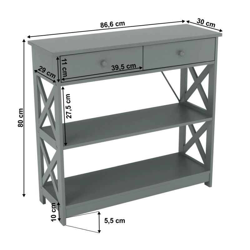 Konzolový stolík, 86cm, sivý, LOMIR