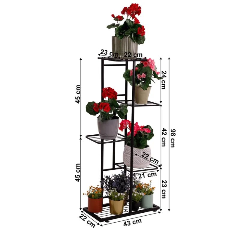 Kovový stojan na kvety, tmavosivý kov, BAMIR TYP 1 