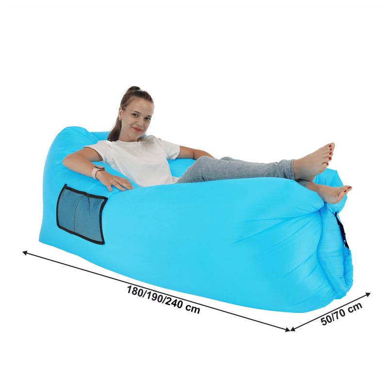 Nafukovací sedací vak, modrý, LEBAG