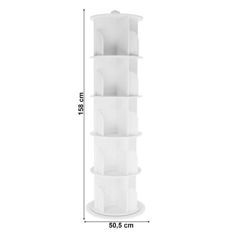Regál, 50cm, otočný, 5 políc, biely, ERION TYP 2