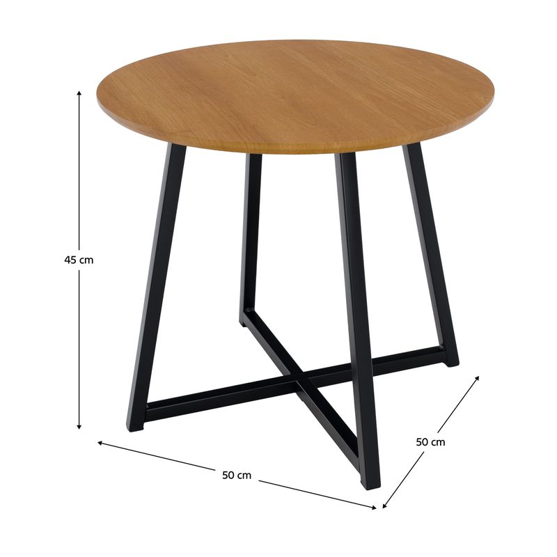 Príručný stolík, 50x50cm, dub, čierny, DELIK