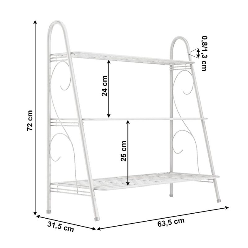 Regál, 63cm, 3-policový, biely, VERUMA