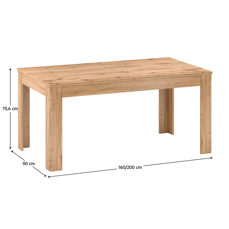 Jedálenský stôl, 160x90cm, rozkladací, DTD, dub apalačský, PUSAN S