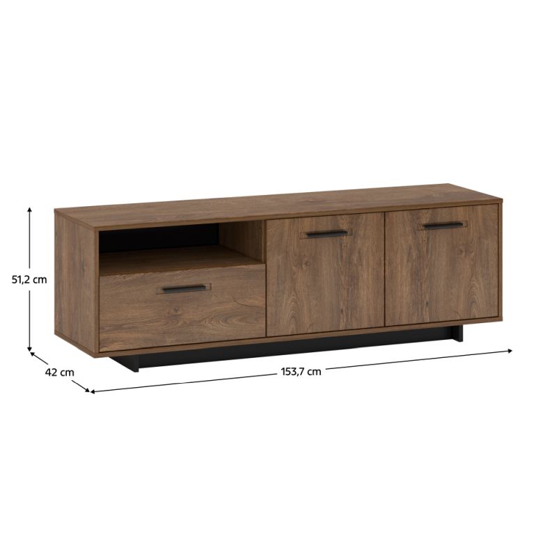 RTV stolík, 154cm, dub bolzano, čierny, DELIS P