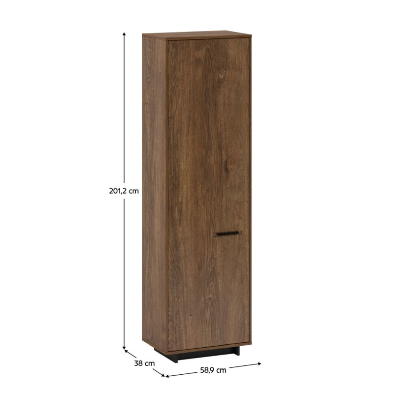 Skriňa, 59cm, policová, dub bolzano, čierna, ľavá, DELIS V1