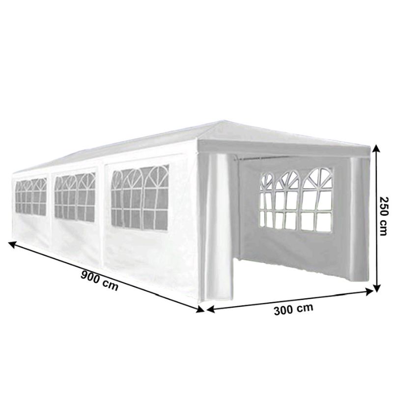 Záhradný párty stan, 3x9 m, biely, TEKNO NEW TYP 3