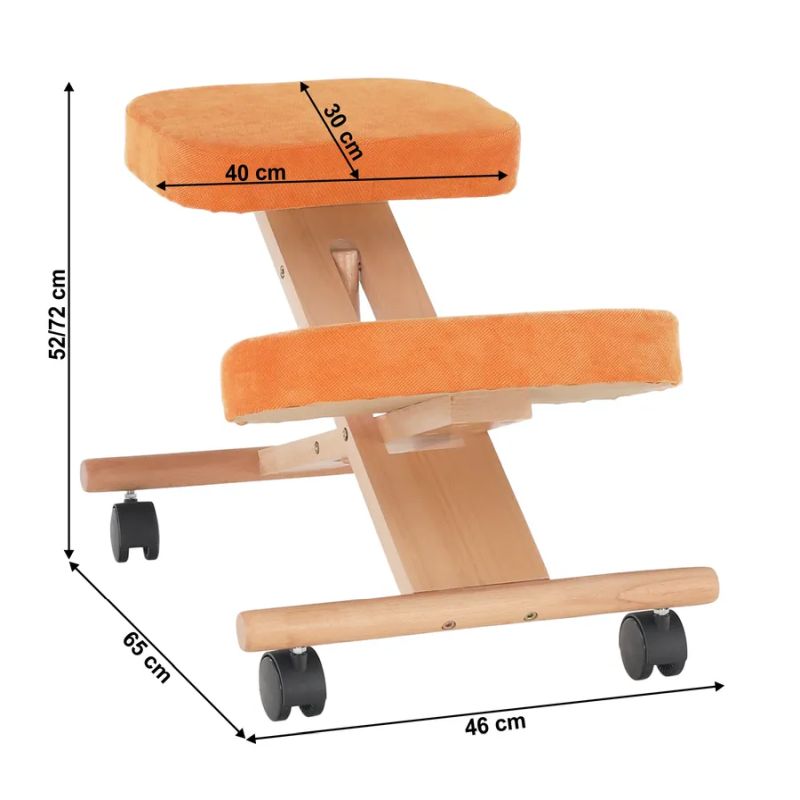 Ergonomická kľakačka, 46cm, oranžová látka, buk, FLONET