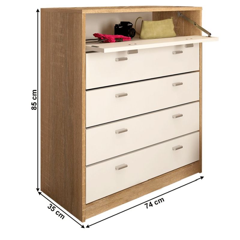 Päťradový botník, 74cm, dub sonoma, biely, VIVAT NEW TYP 4