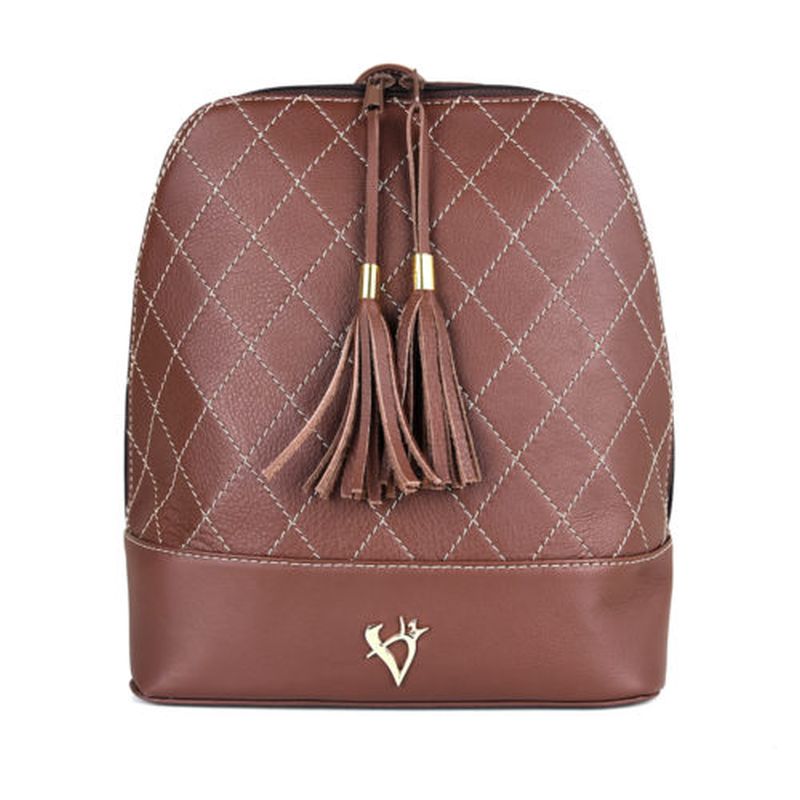 Luxusný dámsky kožený ruksak z prírodnej kože v tmavo hnedej farbe