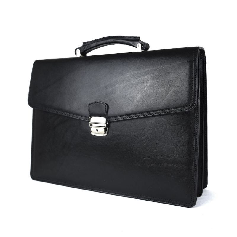 Luxusná moderná kožená aktovka z pravej kože v čiernej farbe č.8129