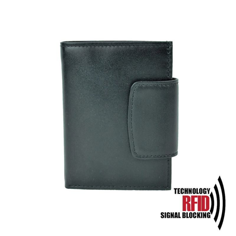 Kožená RFID peňaženka vybavená blokáciou RFID / NFC, čierna farba č.8211