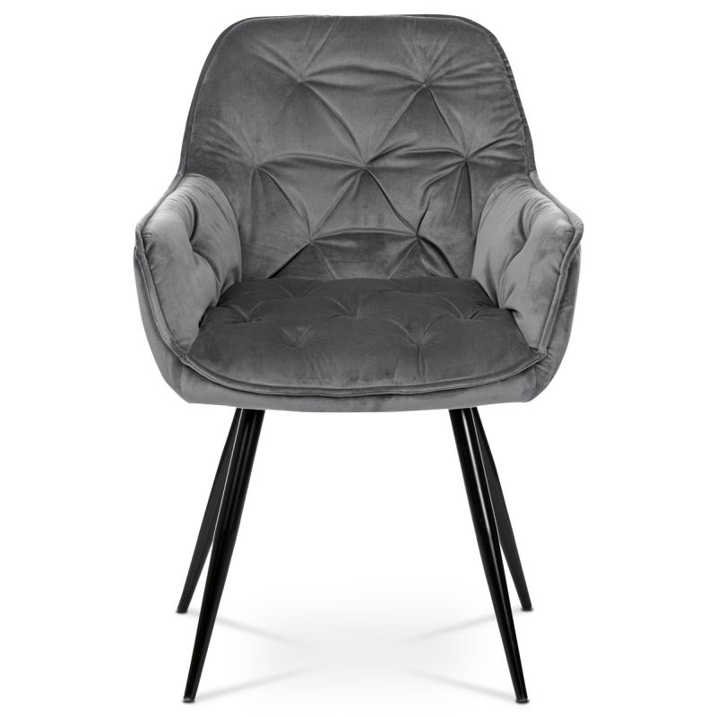 Jedálenská stolička, sivá, zamatová látka, DCH-421 GREY4