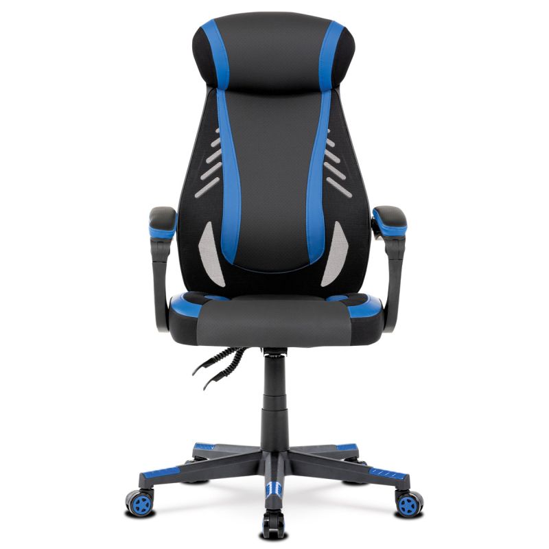 Herné kreslo, čierna, modrá, ekokoža, 130 kg, KA-Y213 BLUE