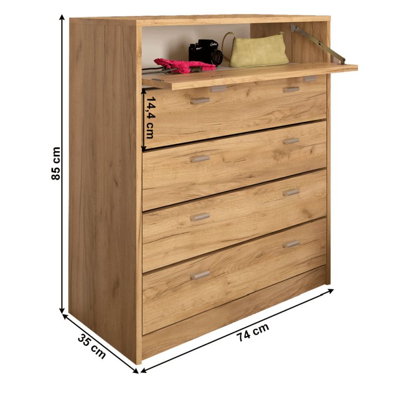 Päťradový botník, 74cm, dub artisan, VIVAT NEW TYP 4