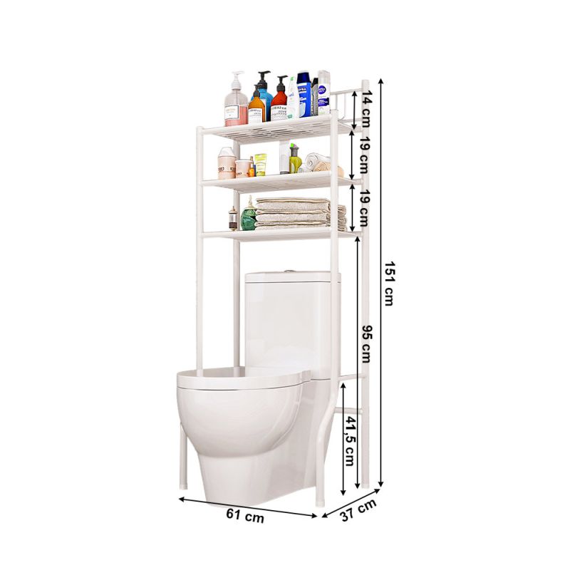 Regál nad WC, 61cm, biely, REMIN