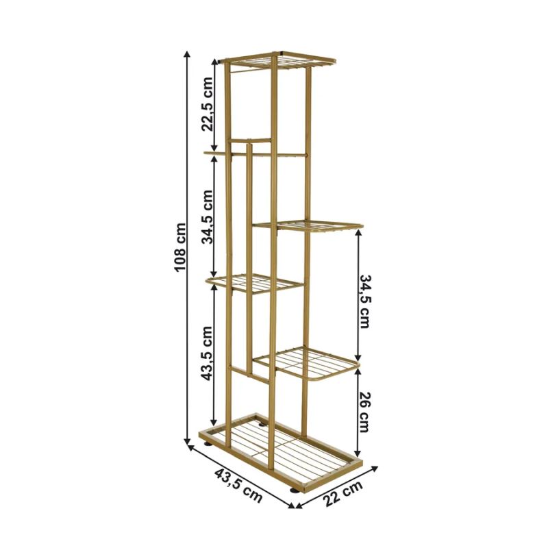 Kovový stojan na kvety, zlatý, BAMIR TYP 3