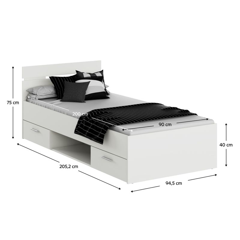 Posteľ, 90x200, biela, MICHIGAN NEW