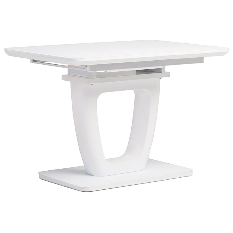 Jedálenský stôl 110-150x75cm, rozkladací, MDF, biely, HT-430 WT