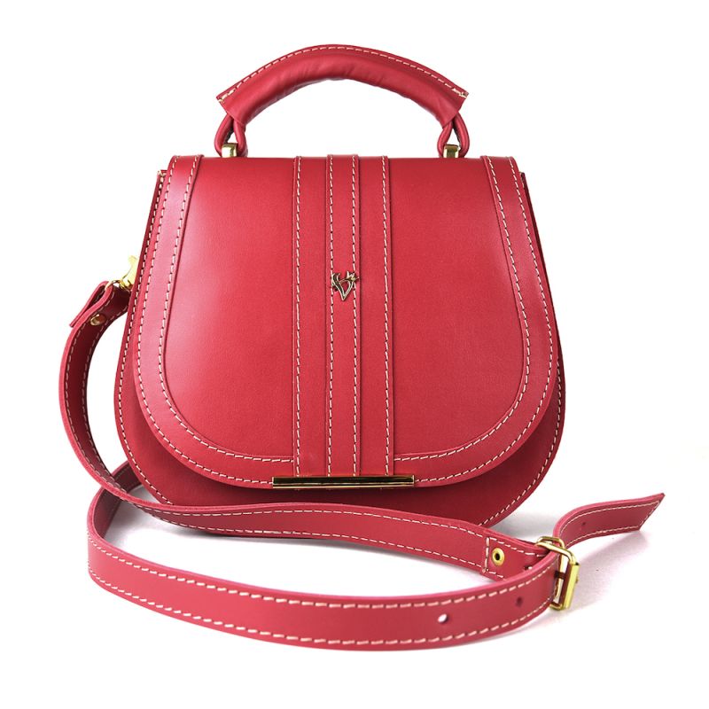 Módna kožená kabelka v červenej farbe