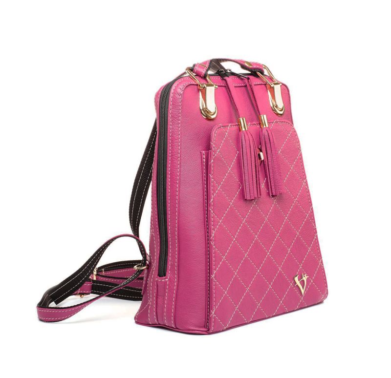 Luxusný kožený ruksak z pravej hovädzej kože č.8668 vo farbe Fuchsia