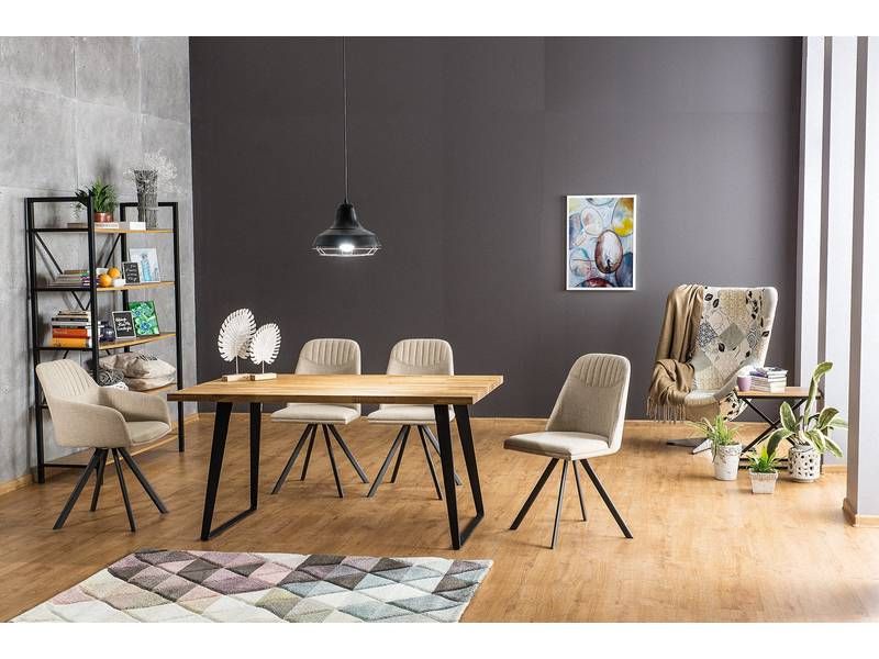 Jedálenský stôl, 150x90cm, MDF, dub, čierny, Signal, FALCON LITY 150