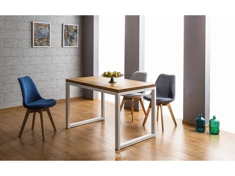 Jedálenský stôl, 180x90cm, masív, dub, biely, Signal, LORAS II LITY 180