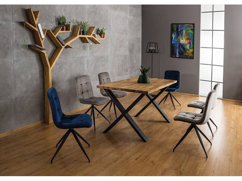 Jedálenský stôl, 150x90cm, MDF, dub, čierny, Signal, XAVIERO 150