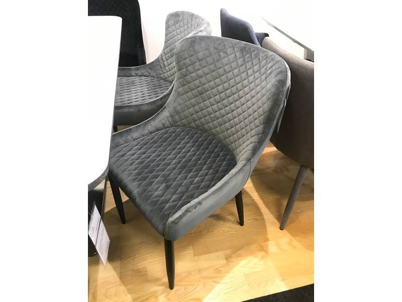 Jedálenská stolička, sivá látka, nohy kov čierny, Signal, COLIN B VELVET