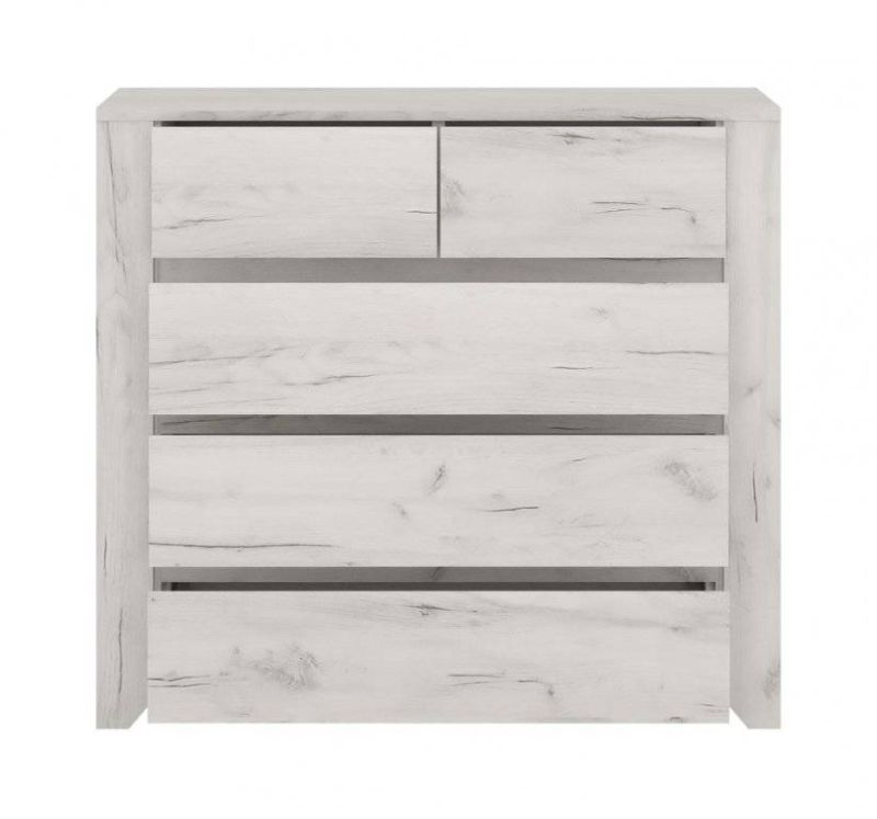 Komoda, 84cm, 5-zásuvková, dub white craft, HESTRA TYP 43